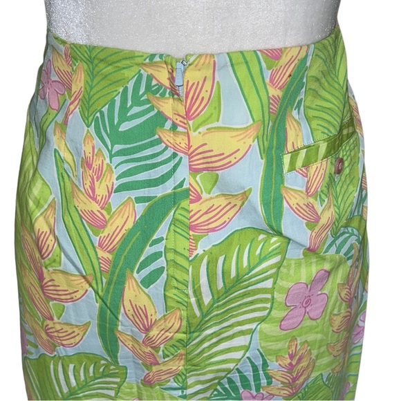 Lilly Pulitzer Vintage Cynthia Botanical Garden Pink Green Scallop Mini Skirt  8 - Picture 6 of 11